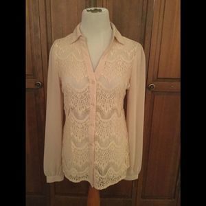 Women’s Love Stitch Lace Embellished Buttondown